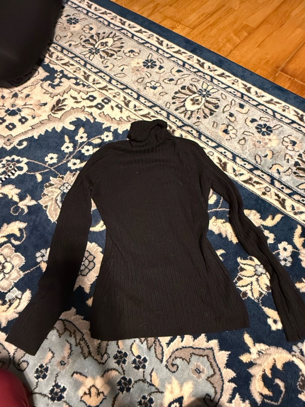 INC International Concepts Black Ribbed Turtleneck Sweater
